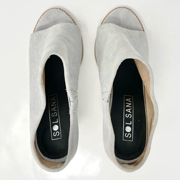 Sol Sana Liza Dove Grey Suede Peep Toe Heeled Mules Size 40 - Picture 8 of 11